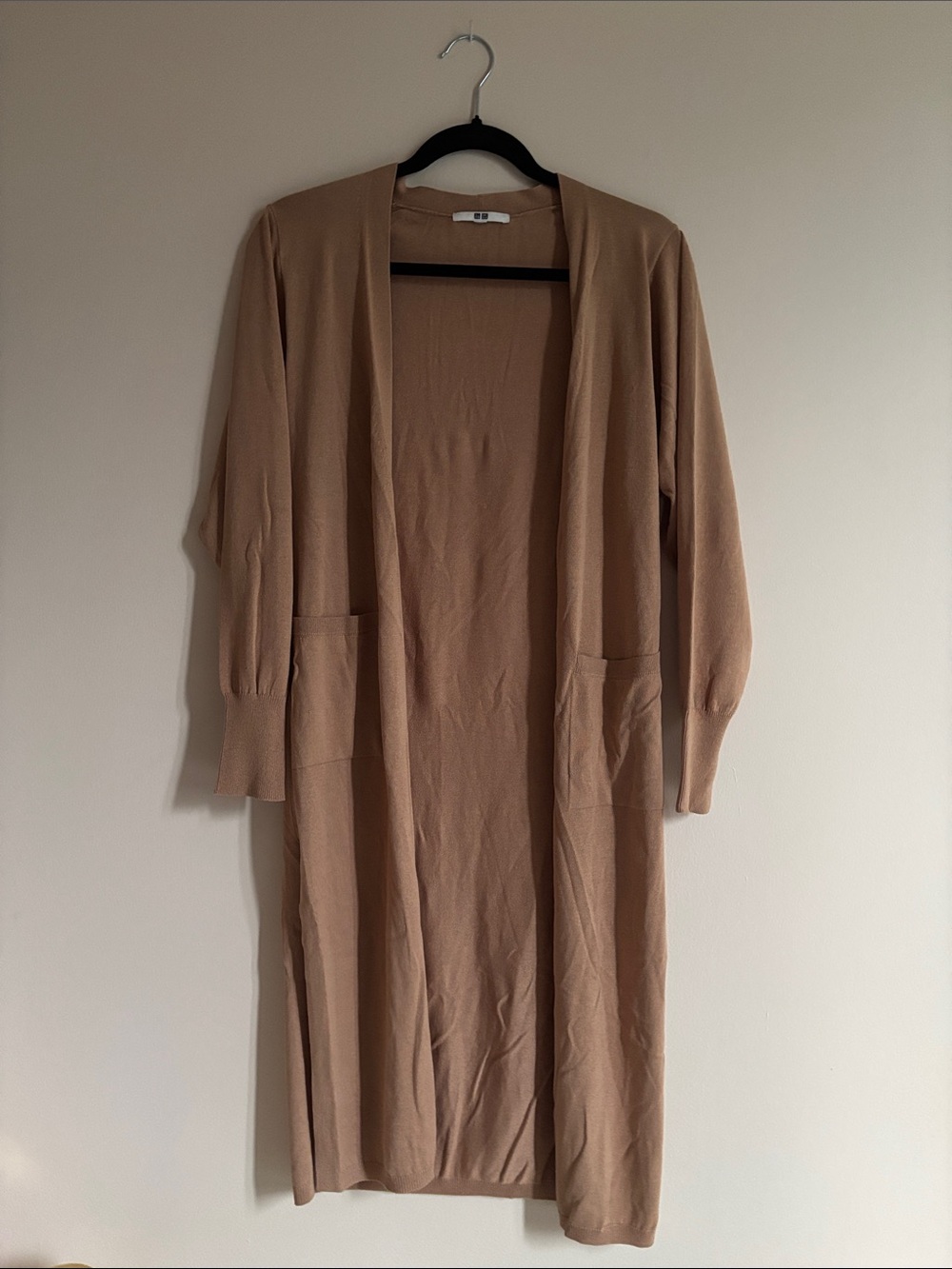 uniqlo comfy long cardigan tan brown size XS
